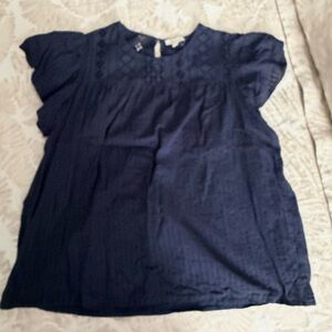 Ella Moss Brianne Yoke Eyelet Peasant Blouse with Flutter Short Sleeves